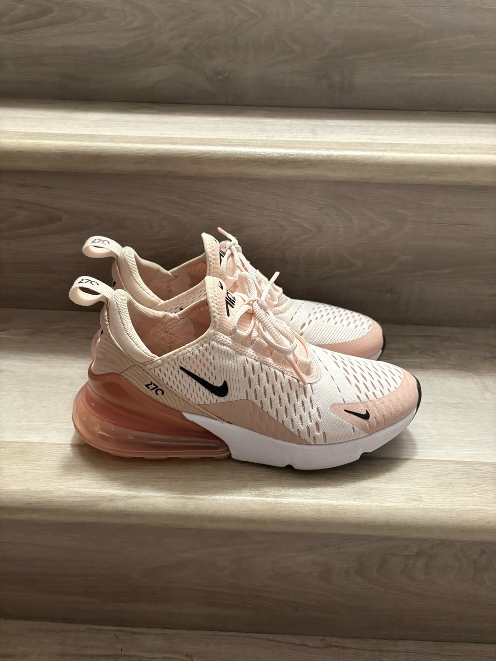 Nike Air Max 270 Soft Peach and Black Running Shoes